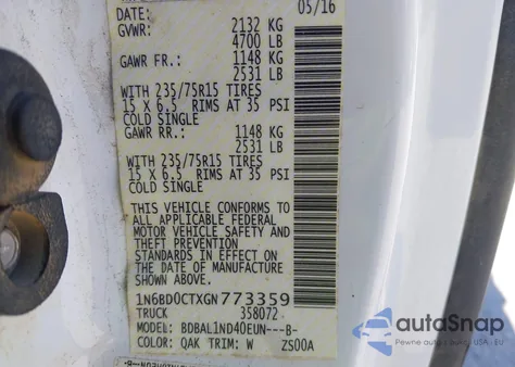 2016 Nissan Frontier S from USA, damaged, VIN 1N6BD0CTXGN773359